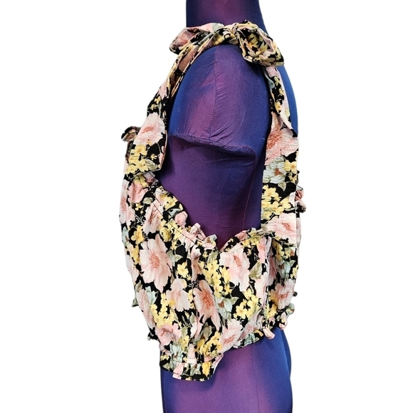 Forever 21 Romance Floral Print Square Neck Tie Sleeve Crop Top Size 3X Plus - Picture 4 of 9